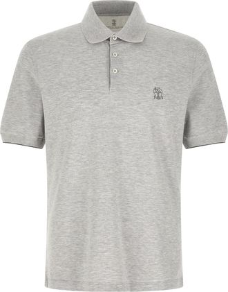 Brunello Cucinelli Gray Cotton Polo Mens Shirt