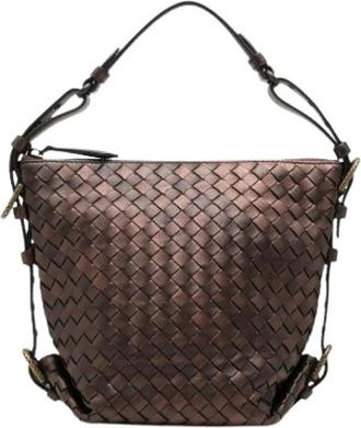 Bottega Veneta Pre-owned Woven Nappa Shoulder Bag - Dames - Vintage Schoudertas - Bruin - ONE Size - Leer - Vintage