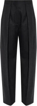 Victoria Beckham Broeken, Dames, Grijs, S, Wol, Wol met persvouw broek