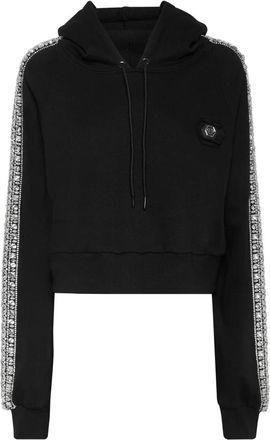 Philipp Plein Hoodie Sweatjacket Crystal - Dames - Hoodies - Zwart - M - Katoen - Hoodies & sweatvesten