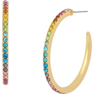 Kurt Geiger Medium Pav&eacute; Hoop Earrings in Gold/Multi at Nordstrom