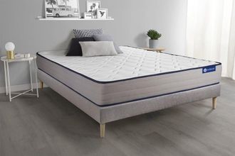 Actisom Somier gris + colch&oacute;n con espuma viscoel&aacute;stica 120 x 195