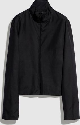 Gucci Technical Silk Poplin Zip Jacket, Size 42, Black, Ready-to-wear