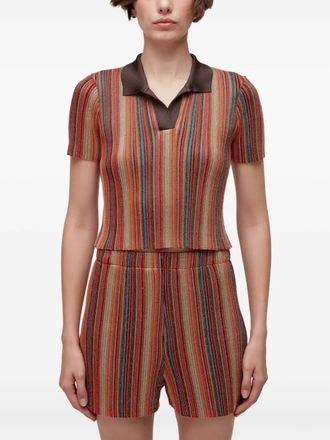 Osklen Gestreept T-shirt met polokraag - Bruin