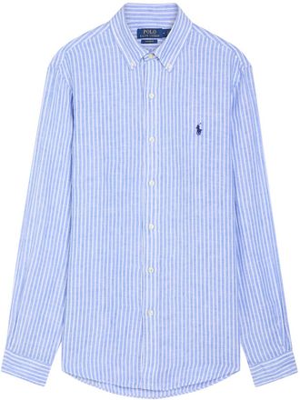 Polo Ralph Lauren Logo-embroidered Striped Linen Shirt - Blue - Xxl