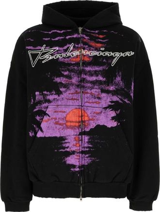 Balenciaga Hoodies & sweatvesten, Dames, Zwart, S, Zip-through Sweatshirt