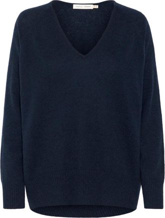 Inwear Lukka V-neck Pullover Premium - Dames - Cashmere truien - Blauw - S/M - Kasjmier - Truien & Vesten