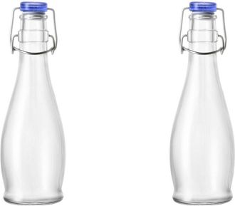 10 Strawberry Street Set Of 6 Indro Medium Swing Top Bottles With Blue Lid