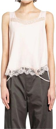 Maison Margiela Mirrored Lace Slip Top - Dames - Tops zonder mouwen - Roze - S - Katoen - Tops