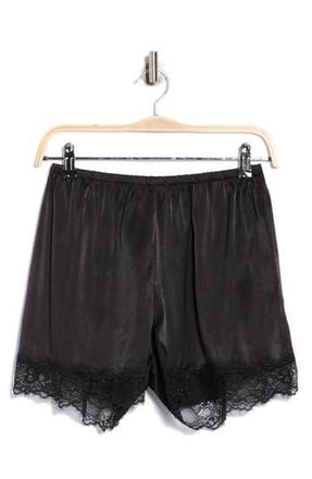 NSR Lace Trim Satin Shorts in Black at Nordstrom Rack, Size X-Small
