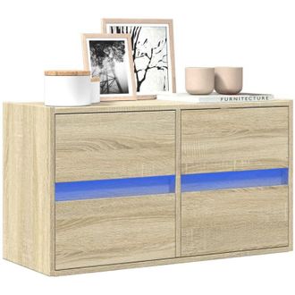 vidaXL Vidaxl - Mobile tv a Parete con Luci led Rovere Sonoma 80x31x45 cm