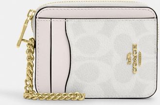 Coach Zip Card Case In Signature Canvas