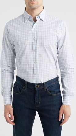 Johnnie-O Trauber Plaid Button-Up Shirt in Mid Blue at Nordstrom, Size Xx-Large