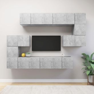 Berkfield Home 10 Piece TV Cabinet Set Concrete Grey Engineered Wood