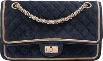 Chanel Tweedehands Heruitgave 2.55 Gequilt Su&egrave;de Dubbele Flap 225