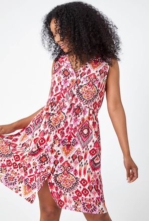 Roman Aztec Print Tunic Shirt Dress