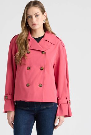 NVLT Womens Double Breasted Short Trench Coat