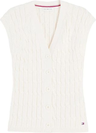 Tommy Hilfiger MID GG Cable Vest Cardi - Dames - Bodywarmers - Wit - XS - Jassen