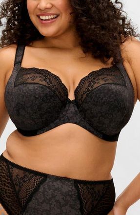 Elomi Lucie Full Figure Underwire Plunge Bra in Black at Nordstrom, Size 34Gg