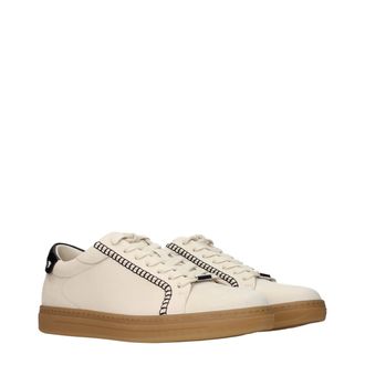 Jimmy Choo London Leather with Stud-Trim Detail Sneaker - Beige