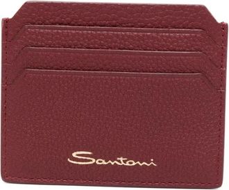 Santoni Wallets & Cardholders, female, Red, Size: ONE SIZE Tumbled Leather Credit Card Holder