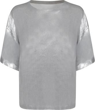 Norma Kamali Tops, Dames, Grijs, S, Polyester, Boxy T-shirt met korte mouwen