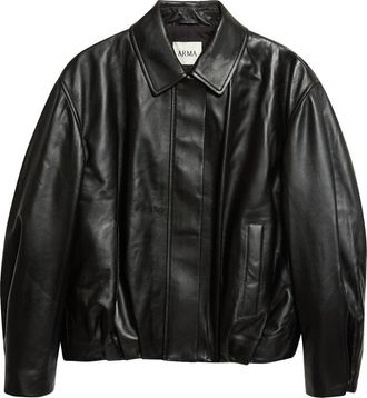 Arma Melis Leather Bomber Jacket in Black at Nordstrom, Size 32