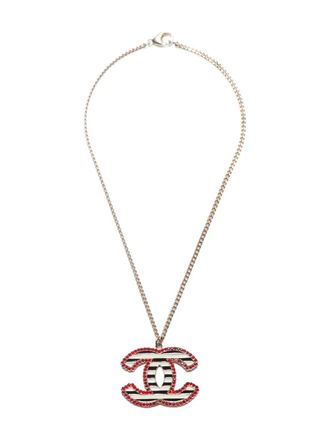 Chanel 2005 CC Mark necklace - women - Rhinestone/Gold Plated - One Size - Silver
