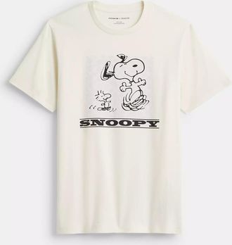 Coach Coach X Peanuts Snoopy Signature Square T Shirt In Organic Cotton