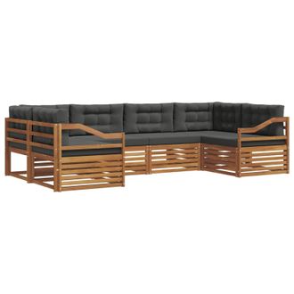 vidaXL Conjunto De Sof&aacute;s De Exterior 6 Pcs Natural Y Antracita Vidaxl