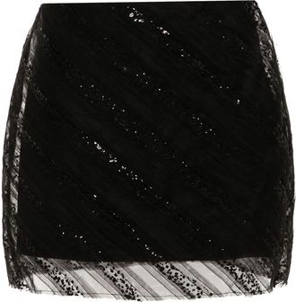 Viktor & Rolf tulle-overlay mini skirt - women - Polyester - S - Black