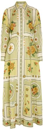 Alemais Alemais Dixie Printed Ramie Maxi Shirt Dress - Yellow - 16 (UK16 / XL)