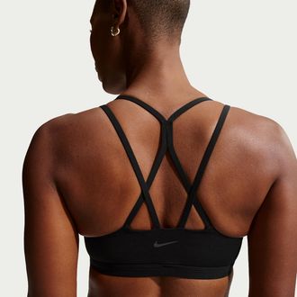 Nike Womens Zenvy Strappy Light-Support Padded Sports Bra in Black | IB9847-010
