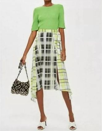 Topshop Asymmetrical Plaid Midi Skirt In Multicolor