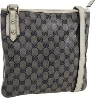 Gucci Pre-owned Cross Body Bags, female, Blue, Size: ONE SIZE Pre-owned Vintage Canvas Crossbody Bag
