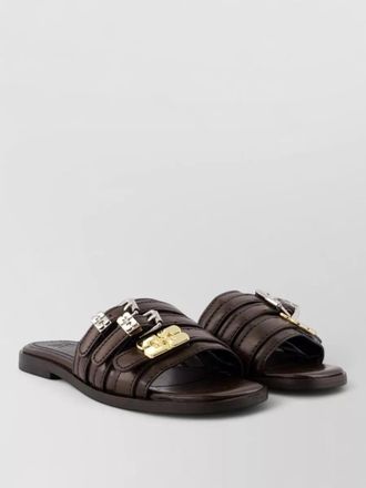 Ganni triple strap flat mules synthetic