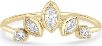 Zo&euml; Chicco 14K Gold Graduating Marquise & Prong Diamond Fan Ring in 14K Yellow Gold at Nordstrom, Size 8