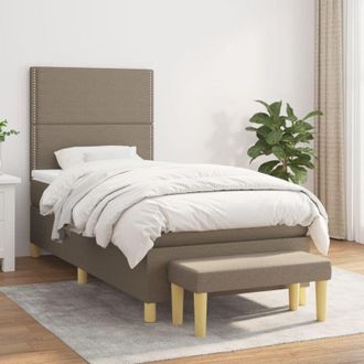 vidaXL Vidaxl - Cama Box Spring Con Colch&oacute;n Tela Gris Taupe 90x190 Cm