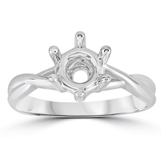 Pompeii3 14k White Gold Solitaire Round Twist Engagement Ring Setting