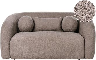 Beliani 2 Seater Sofa Taupe Boucle Upholstery Soft Modern Organic Low Curvilinear EGEDAAL