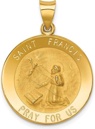 Diamond2Deal 14k Yellow Gold Polished and Satin St Francis Medal Hollow Pendant