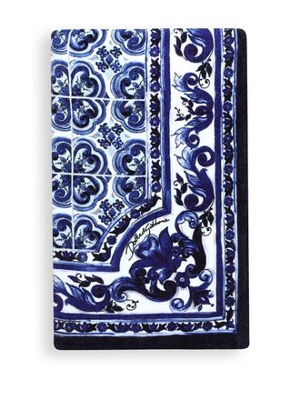 Dolce & Gabbana Blue Mediterraneo Print Cotton Beach Towel - Unisex - Cotton