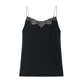 Wooyoungmi Gecamisoletop met kantenrand - Dames - Tops zonder mouwen - Grijs - 3XS - Tops
