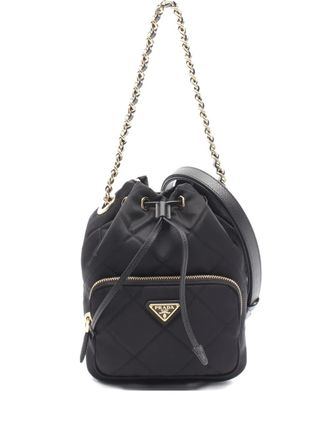 Prada 20s Vela quilted handbag - women - Nylon/Saffiano Leather - One Size - Black