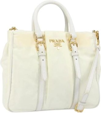 Prada Pre-owned Handbags, female, White, Size: ONE SIZE Pre-owned Nylon Handbag