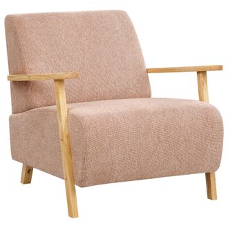 Beliani Sill&oacute;n Retro Moderno Con Reposabrazos De Tela Rosa Lesja