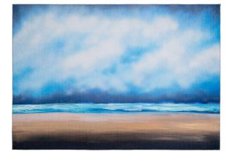 Kukoon Blue Coastal Beach Abstract Living Area Rug | Size: 160 cm x 230 cm