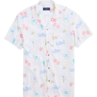 Vineyard Vines Sea The Keys Seabreeze Linen Blend Camp Shirt in White Cap at Nordstrom, Size Xx-Large
