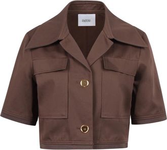 Patou Light Jackets, female, Brown, Size: S Cotton Gabardine Short Jacket