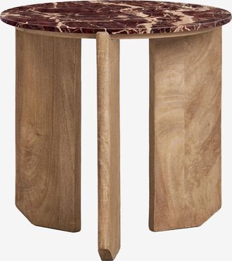 Sklum Pack Di 2 Comodini &Oslash;50 Cm In Pietra Naturale E Legno Di Mango Lavinia Sklum